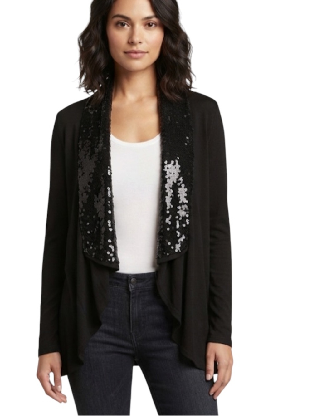 Jaclyn smith women’s cardigan black with glitter size L